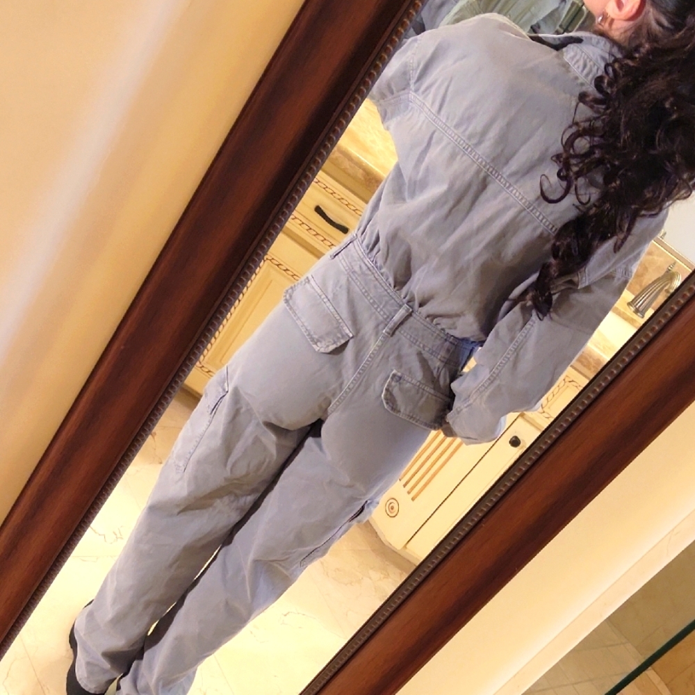 Zara 100% Cotton Gray Utility Jumpsuit with Relaxed Fit, XS - Picture 7 of 16